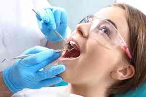 Child having teeth exam